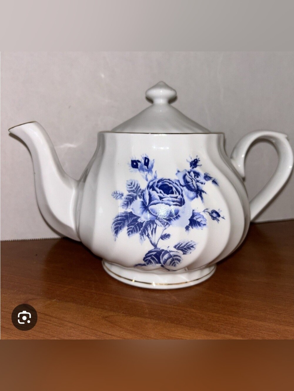 Truly Tasteful-Fine China. "Romantic Blue Roses"  Teapot